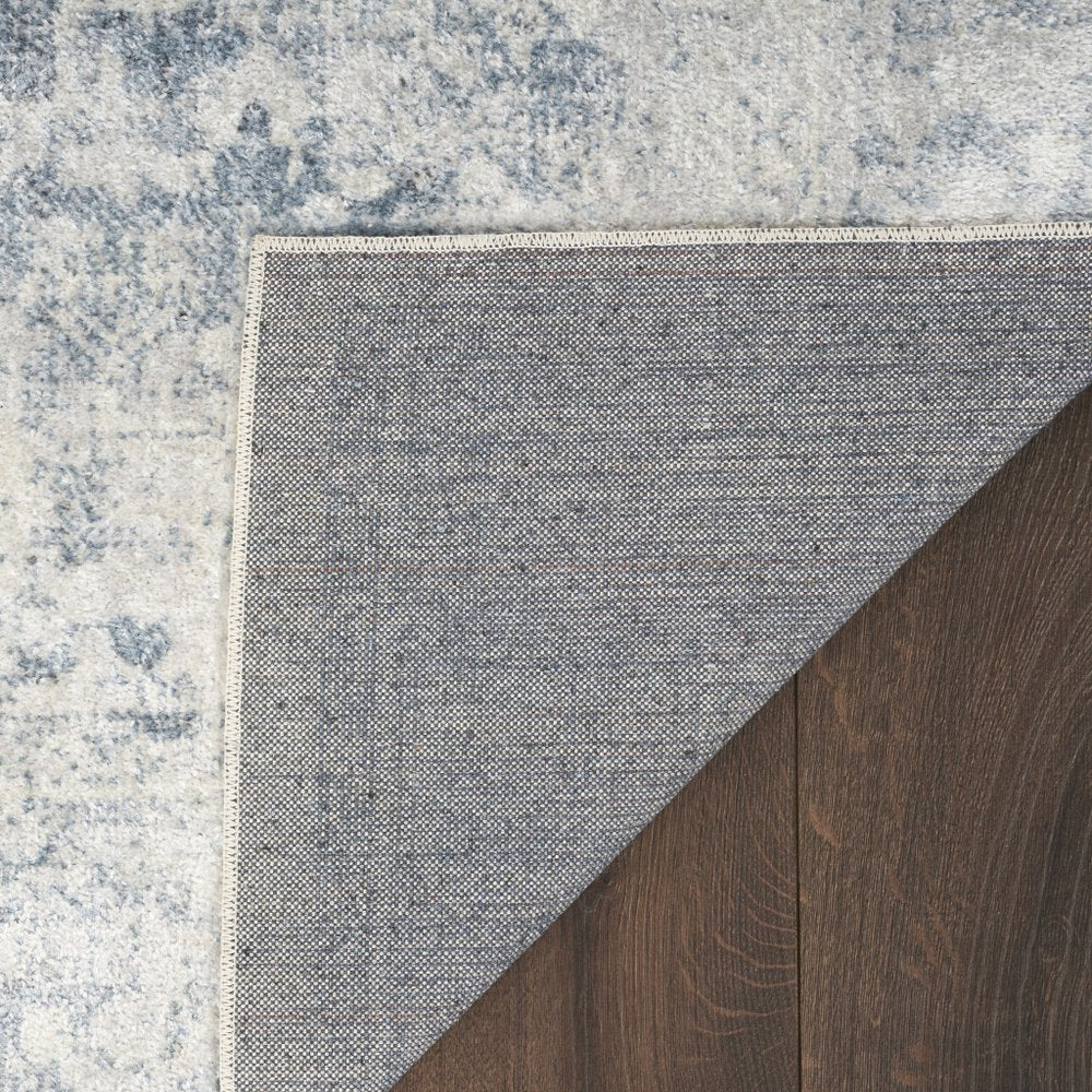 7' X 9' Blue Oriental Power Loom Distressed Washable Area Rug