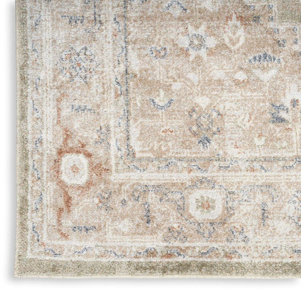 4' X 6' Sage Oriental Power Loom Distressed Washable Area Rug