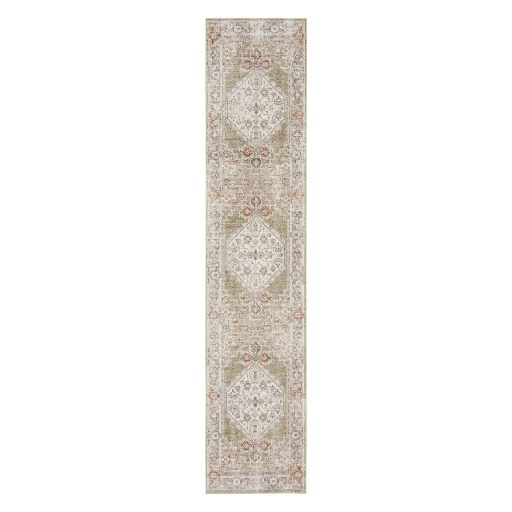 12' Sage Oriental Power Loom Distressed Washable Runner Rug