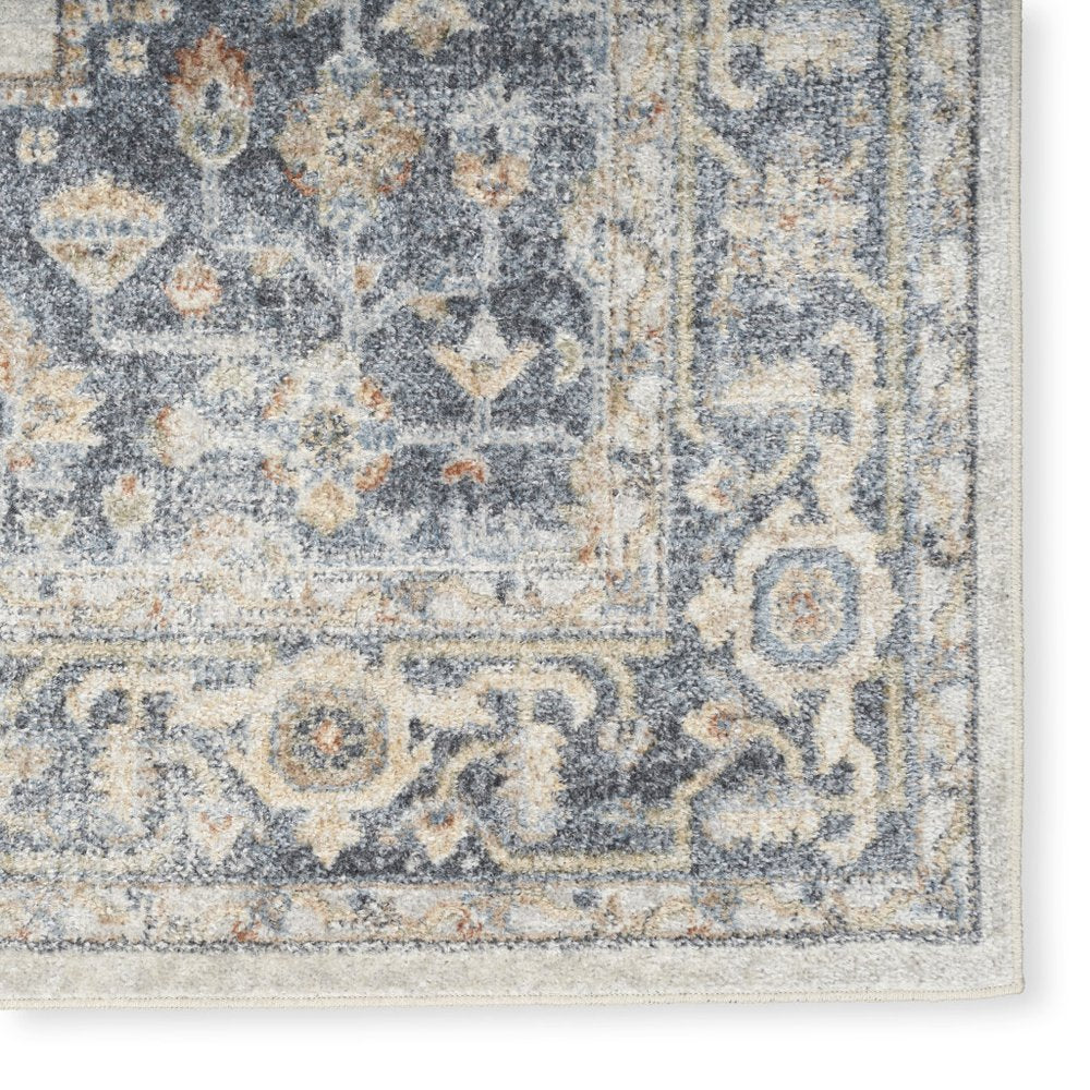 7' X 9' Gray Oriental Power Loom Distressed Washable Area Rug