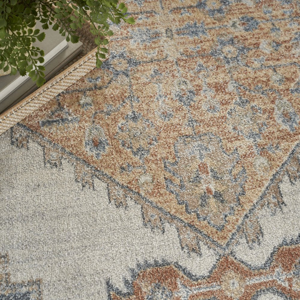 7' X 9' Gray Oriental Power Loom Distressed Washable Area Rug