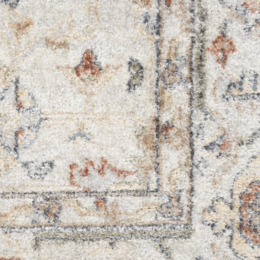 12' Gray And Ivory Oriental Distressed Washable Runner Rug