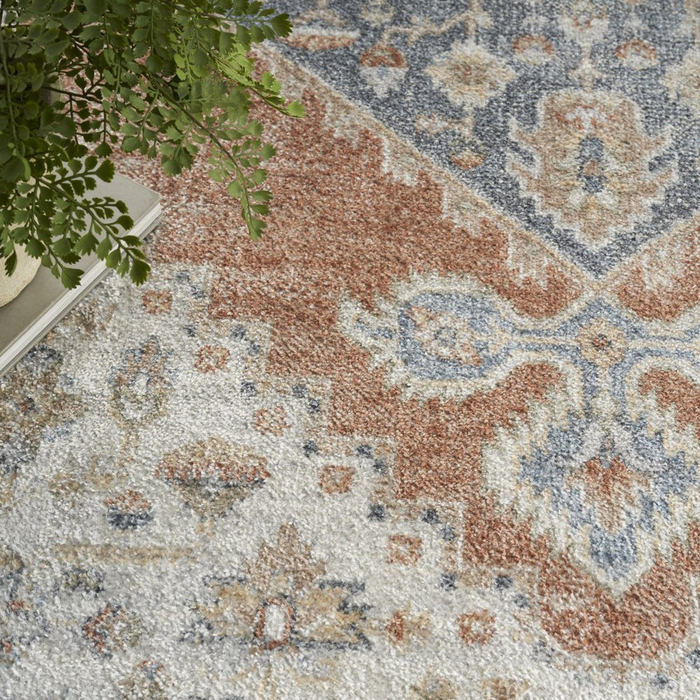 7' X 9' Gray Oriental Power Loom Distressed Washable Area Rug