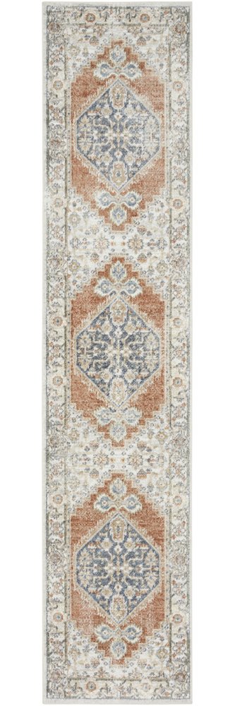 10' Gray And Ivory Oriental Distressed Washable Runner Rug