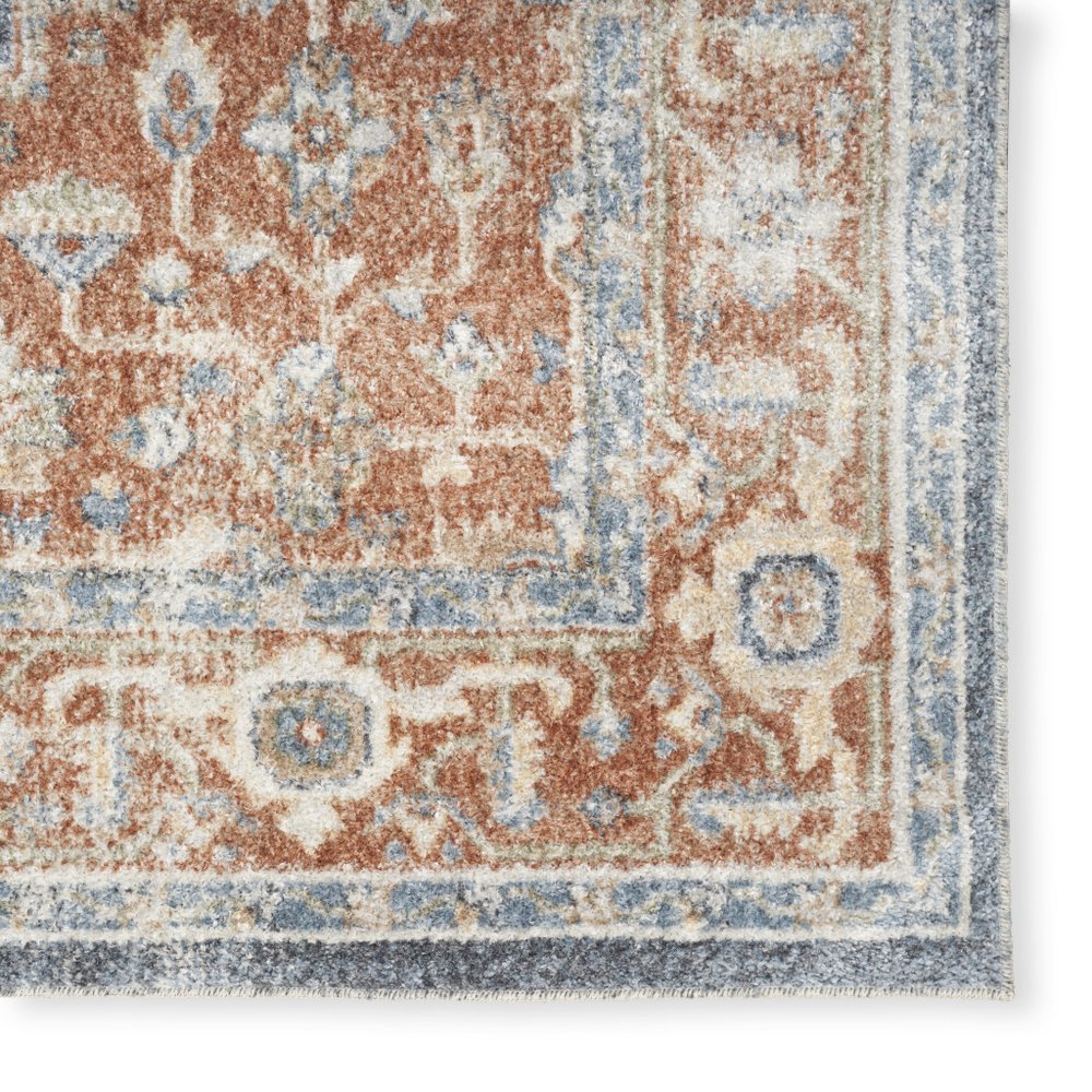 7' X 9' Denim Blue Oriental Power Loom Distressed Washable Area Rug