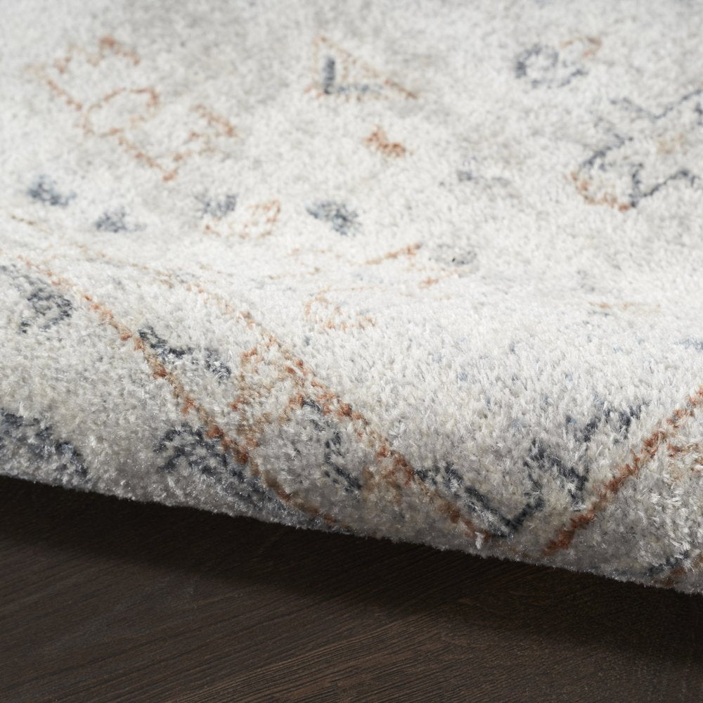 7' X 9' Light Blue Oriental Power Loom Distressed Washable Area Rug