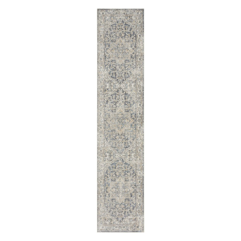 12' Gray Oriental Washable Runner Rug