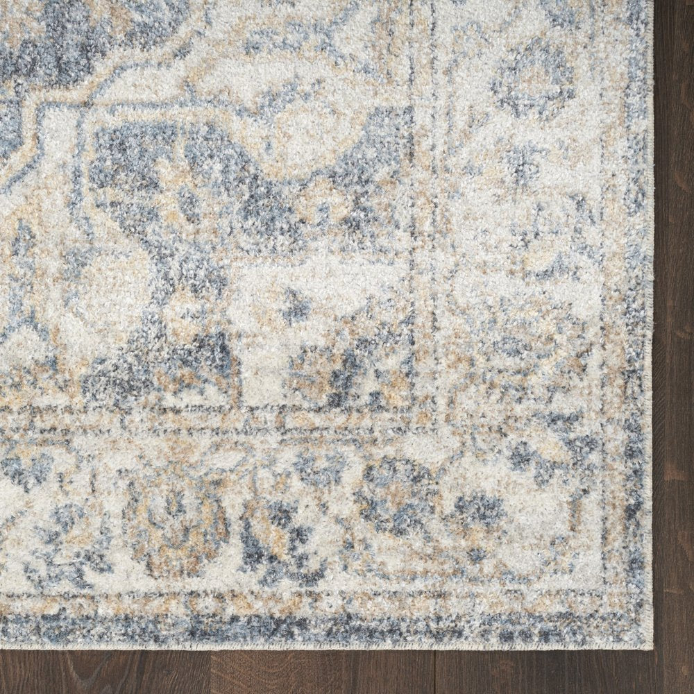 7' X 9' Gray Oriental Power Loom Washable Area Rug