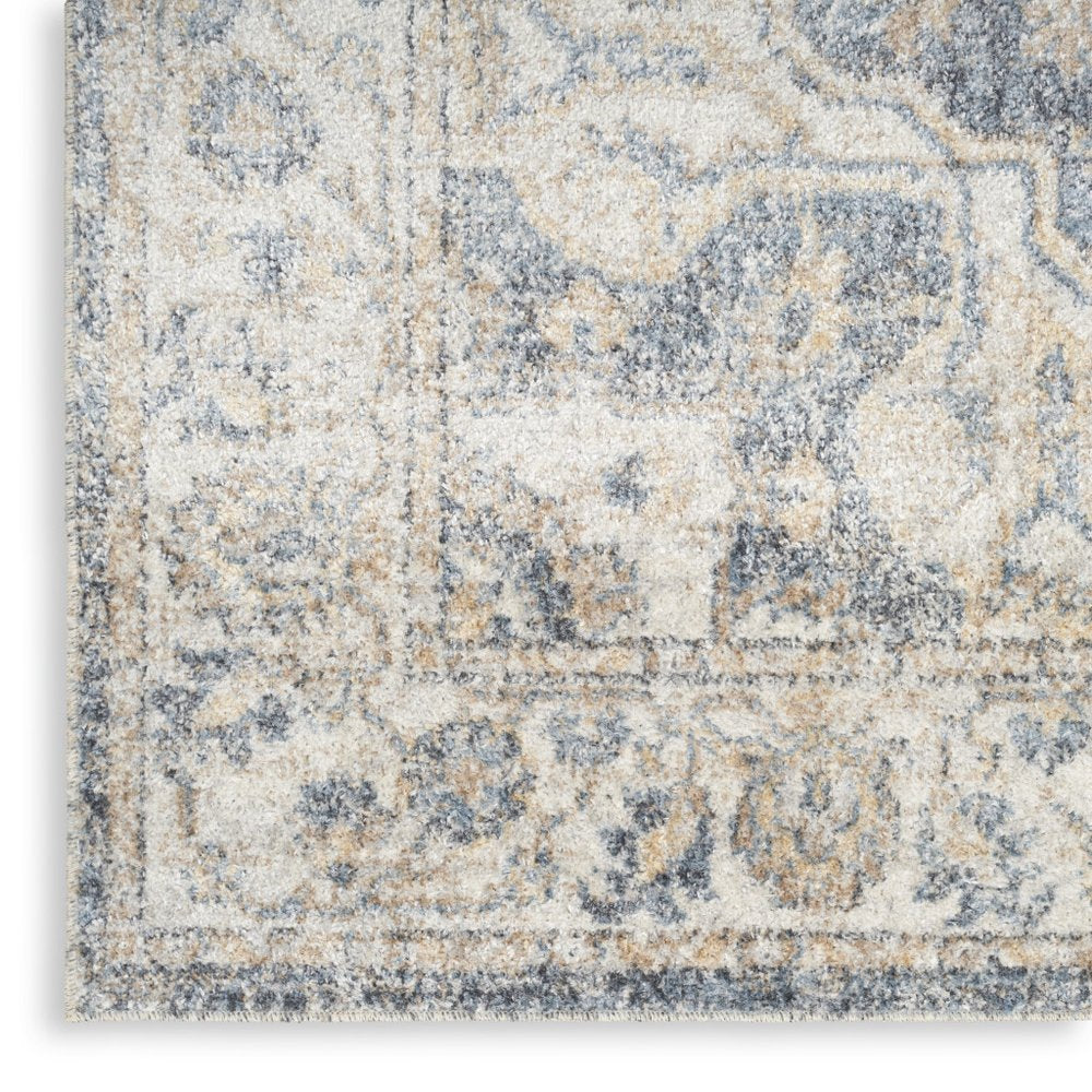 5' X 7' Gray Oriental Power Loom Washable Area Rug