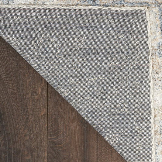 8' Gray And Ivory Oriental Washable Runner Rug