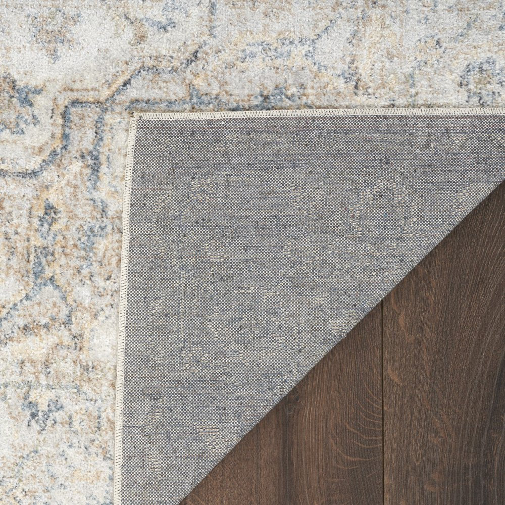 8' Gray And Ivory Oriental Washable Runner Rug