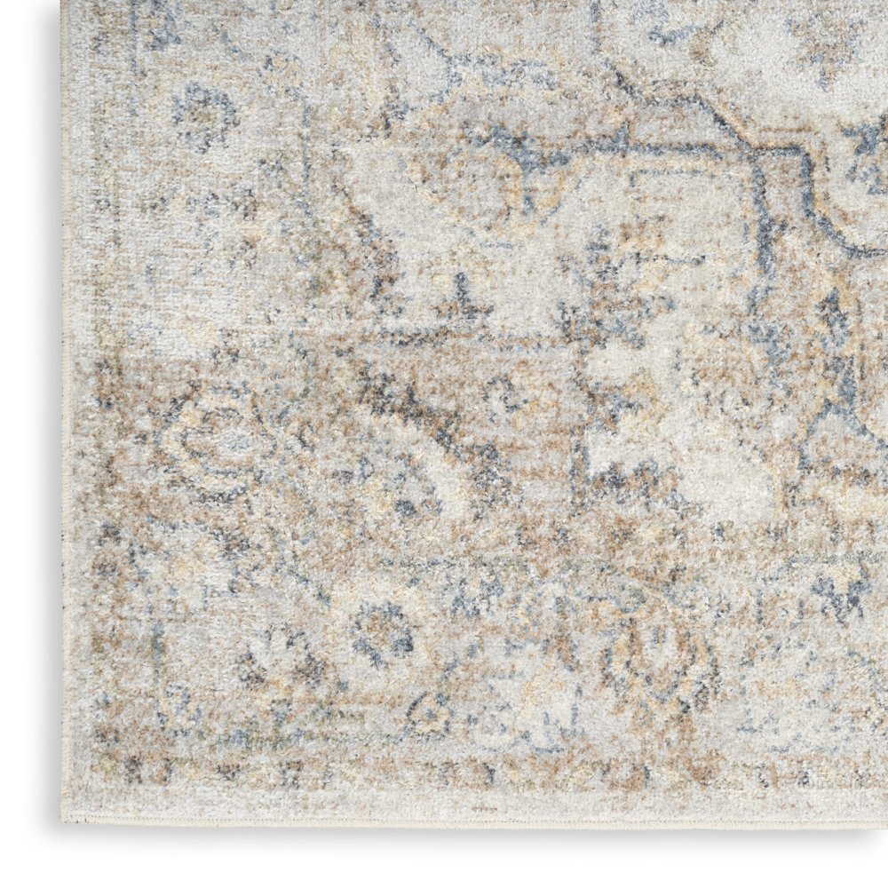8' Gray And Ivory Oriental Washable Runner Rug