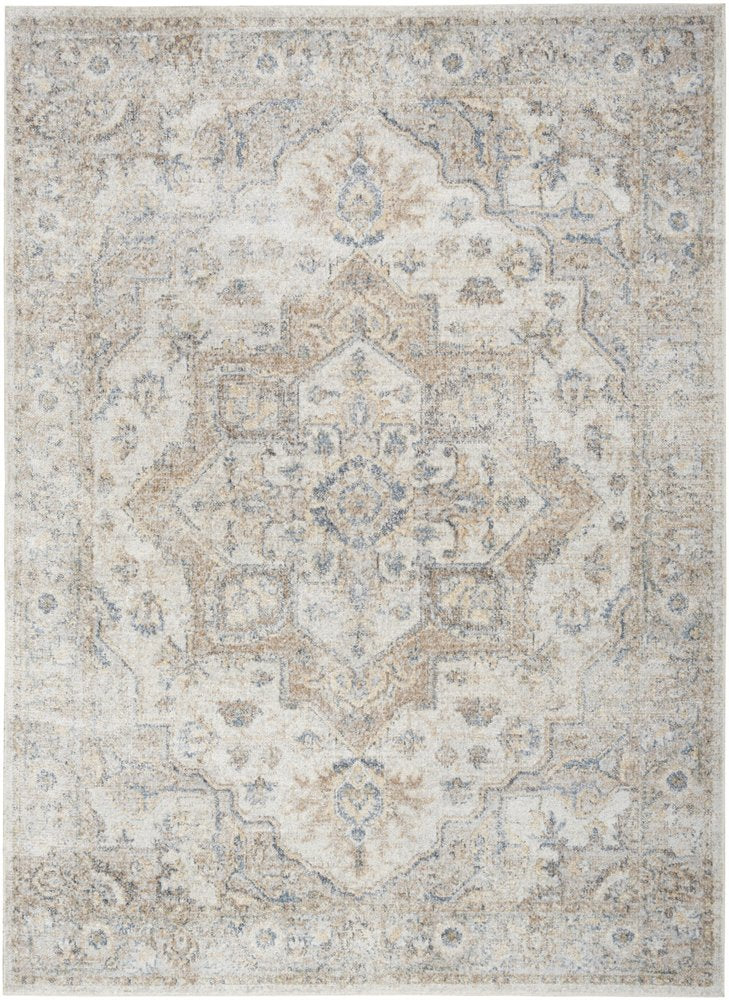 4' X 6' Silver Oriental Power Loom Washable Area Rug