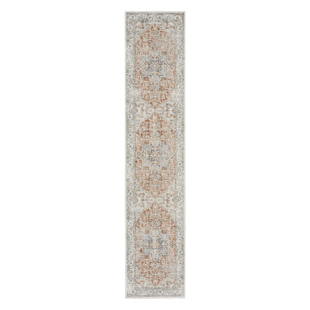 10' Gold and Ivory Oriental Power Loom Washable Runner Rug