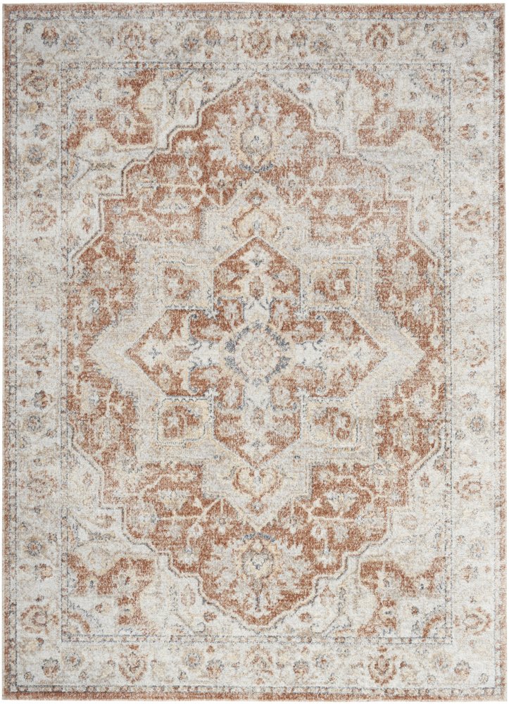 7' X 9' Gold Oriental Power Loom Washable Area Rug