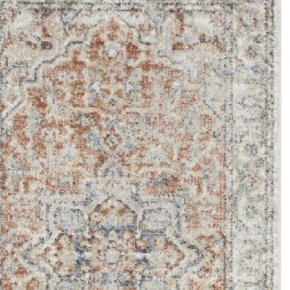 12' Gold And Ivory Oriental Washable Runner Rug