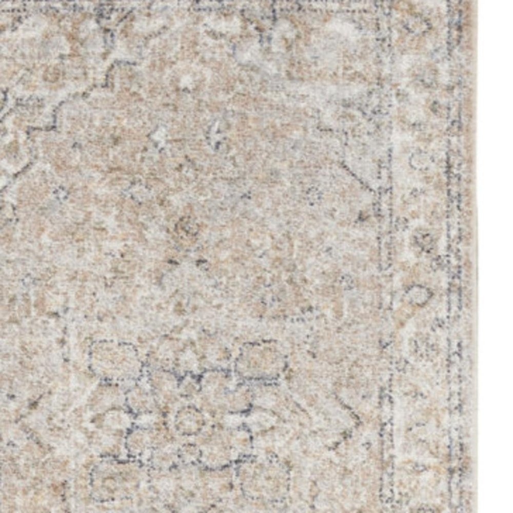 8' Beige And Ivory Oriental Washable Runner Rug