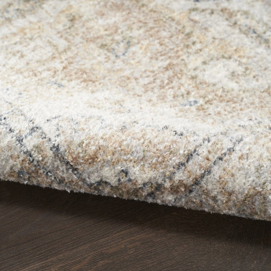 8' Beige And Ivory Oriental Washable Runner Rug