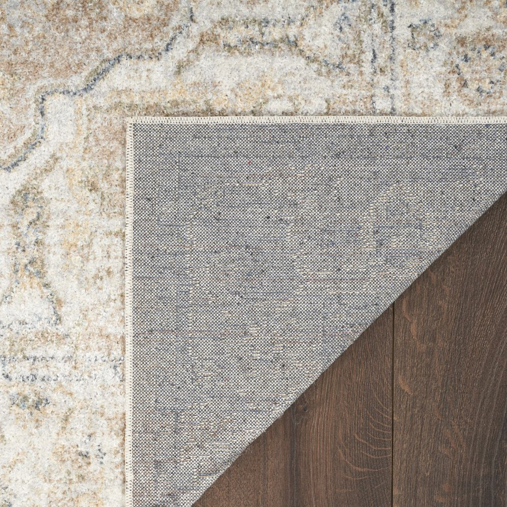 7' X 9' Beige Oriental Power Loom Washable Area Rug