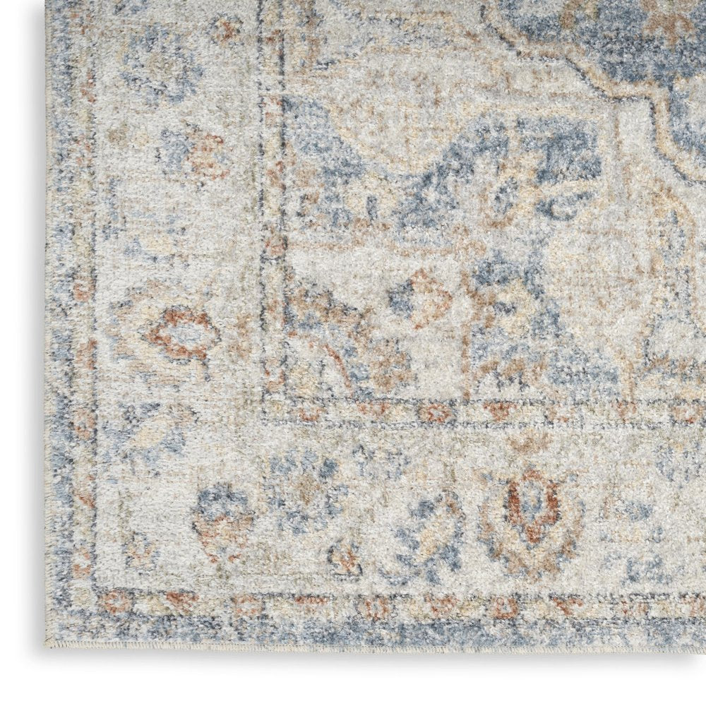 3' X 5' Denim Blue Oriental Power Loom Washable Area Rug