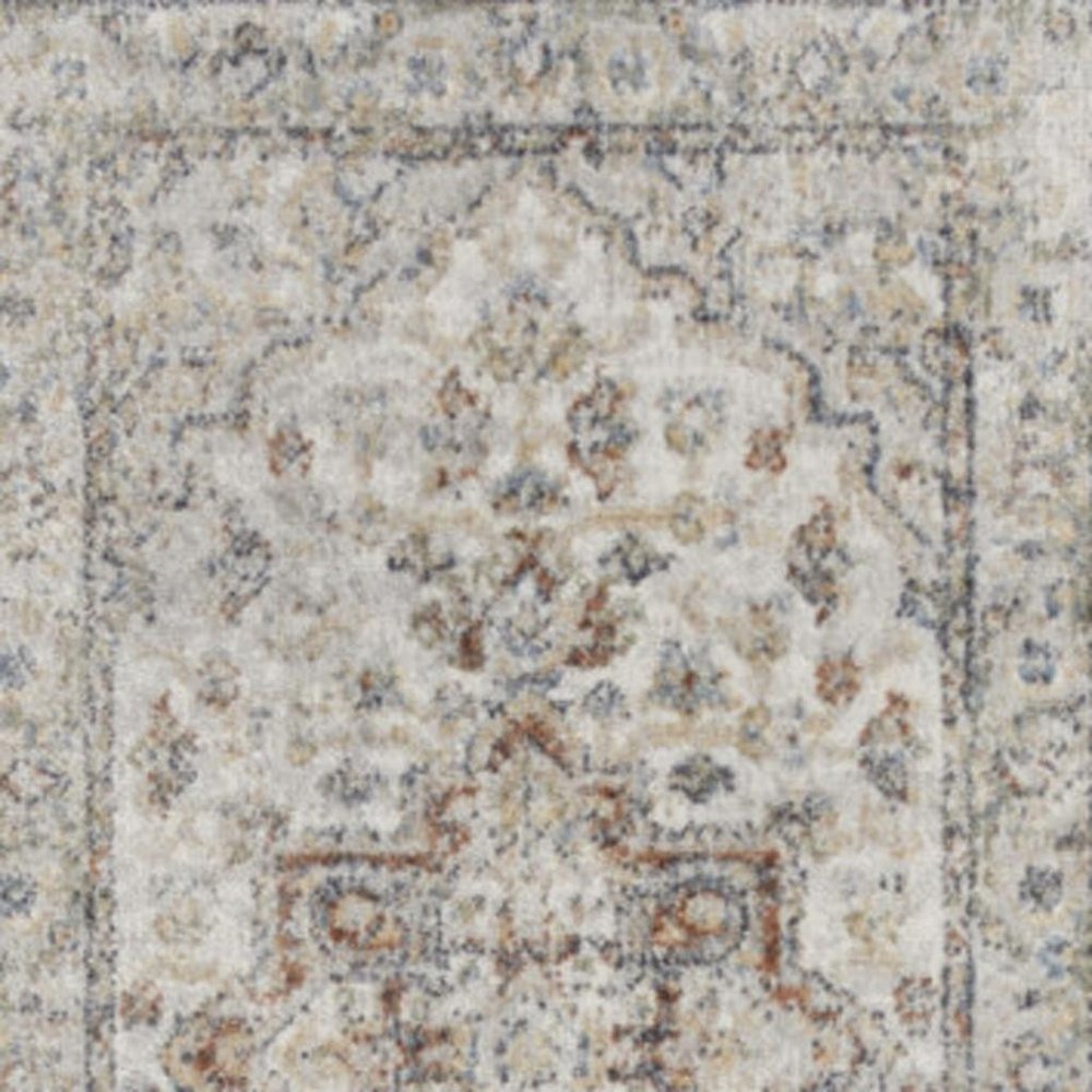 10' Gray Oriental Power Loom Washable Runner Rug