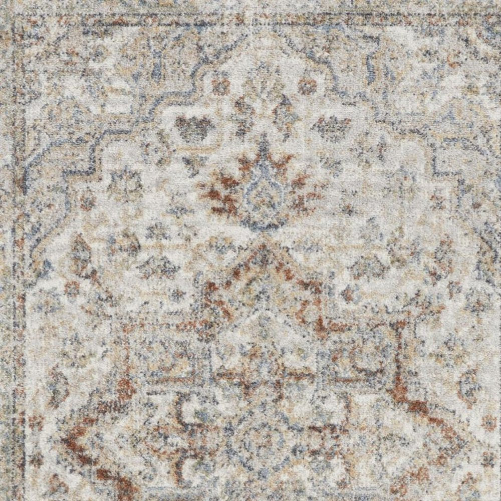 3' X 5' Gray Oriental Power Loom Washable Area Rug