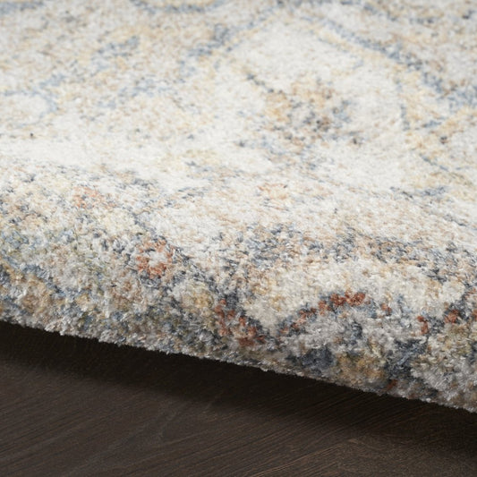 8' Gray And Ivory Oriental Washable Runner Rug