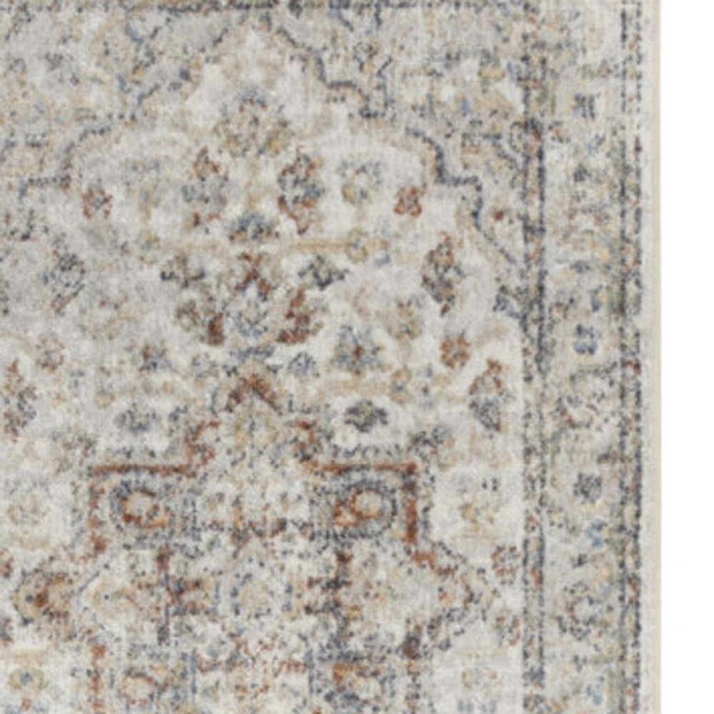 12' Gray Oriental Washable Runner Rug