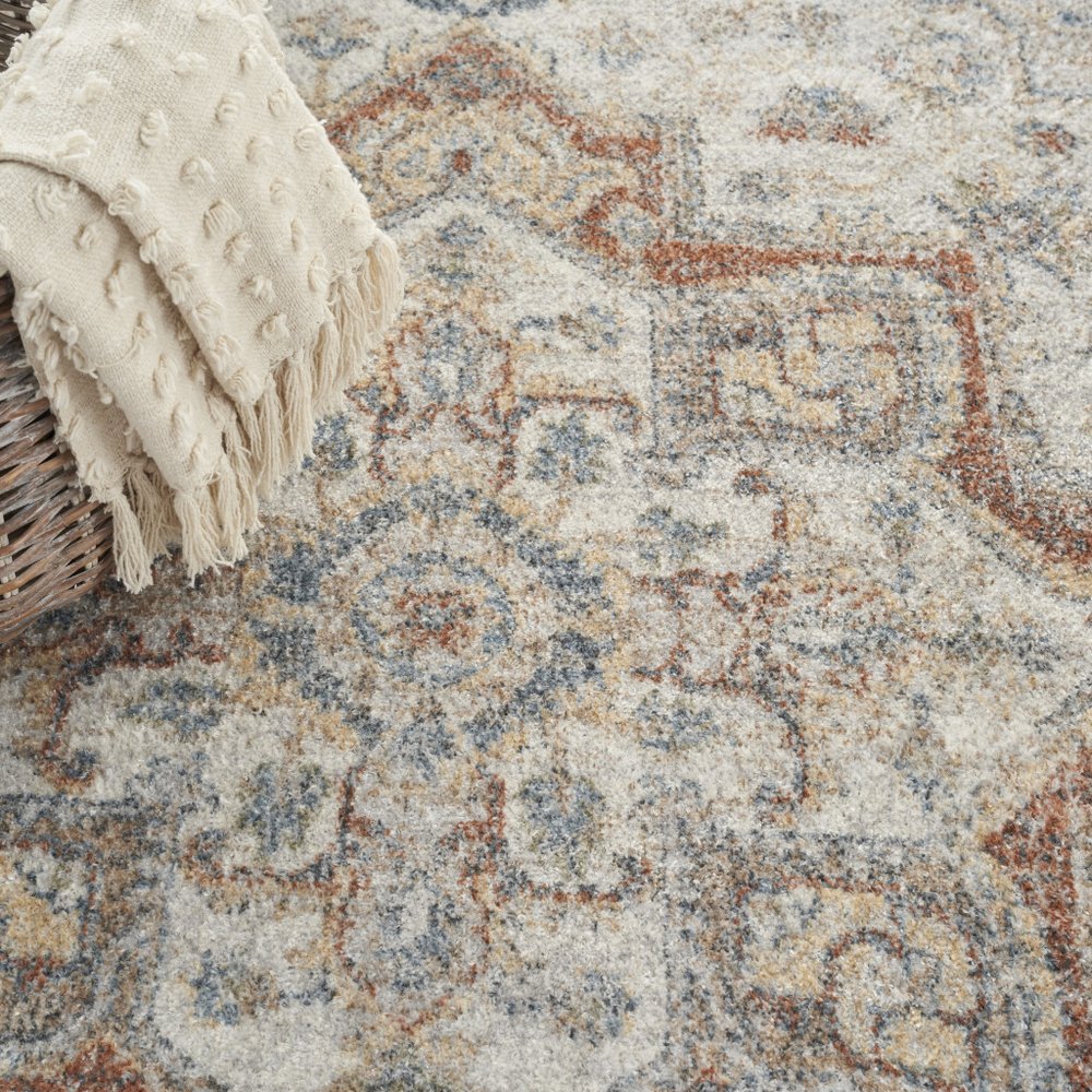 7' X 9' Gray Oriental Power Loom Washable Area Rug