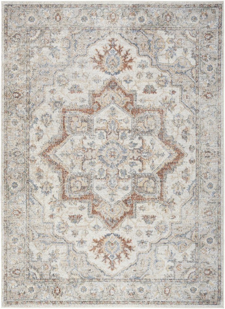4' X 6' Gray Oriental Power Loom Washable Area Rug