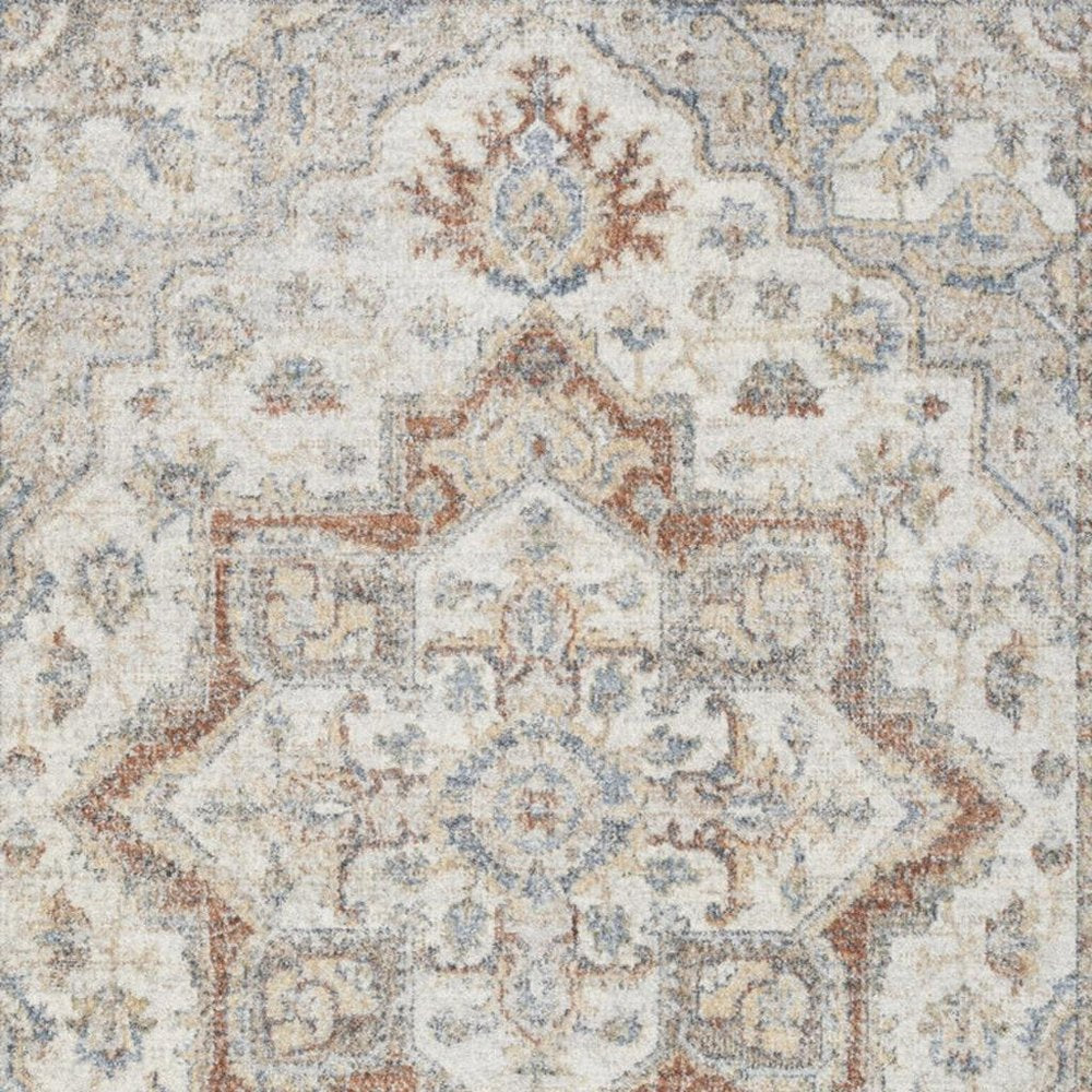 4' X 6' Gray Oriental Power Loom Washable Area Rug