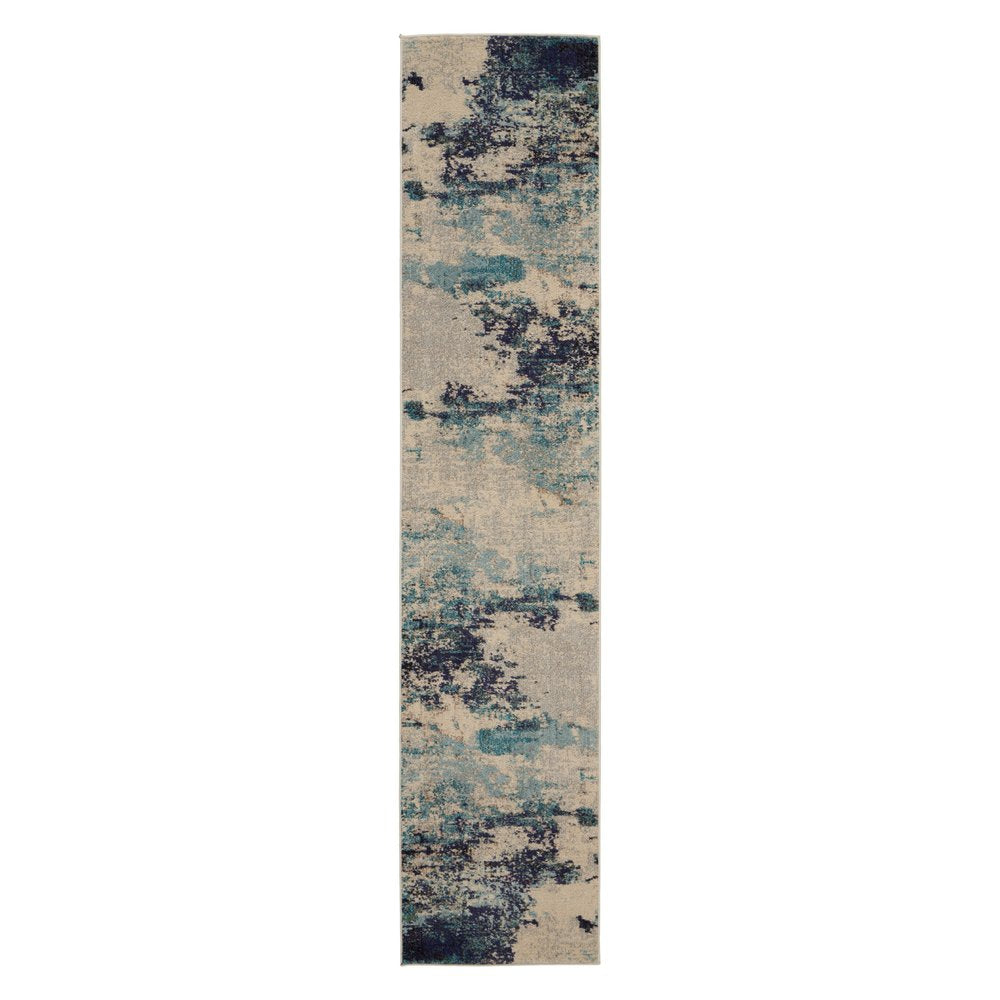 12' Ivory Abstract Power Loom Runner Rug