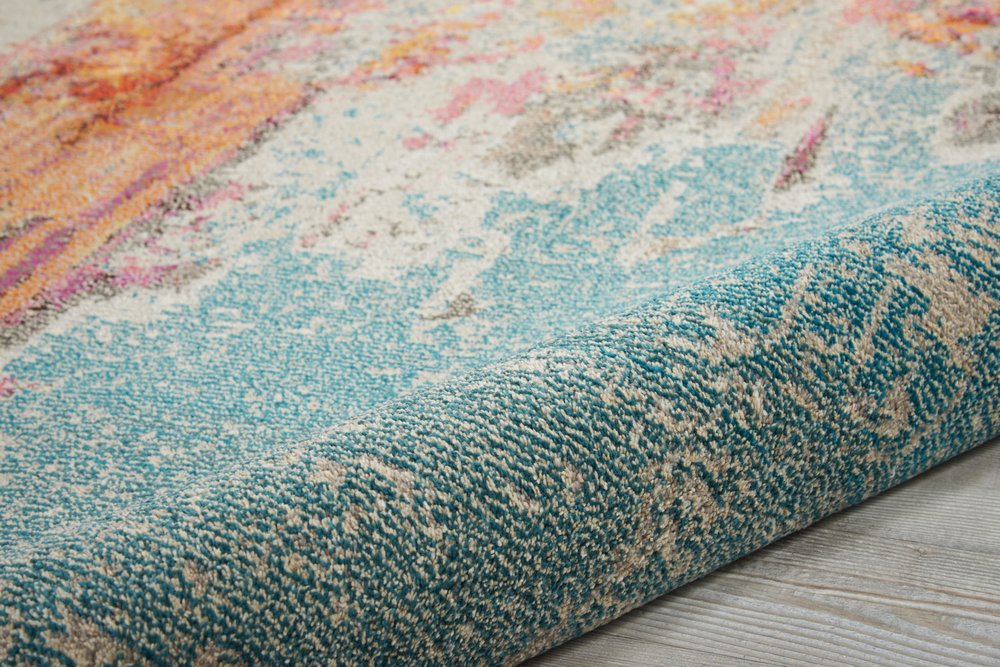 10' Blue And Gray Abstract Runner Rug