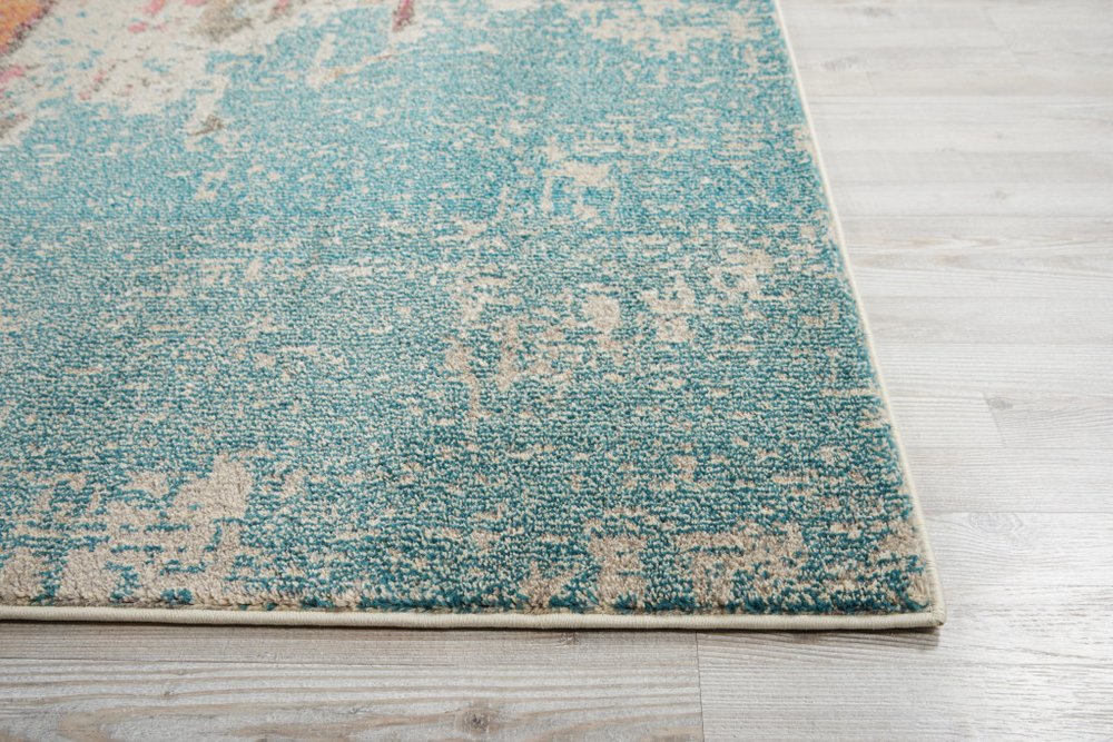 10' Blue And Gray Abstract Runner Rug