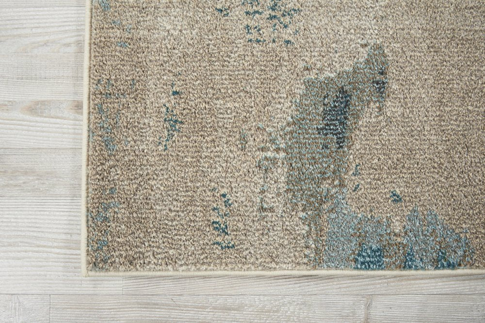 12' Blue And Gray Abstract Runner Rug