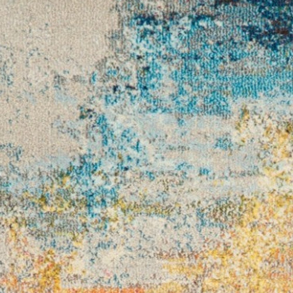 12' Blue And Gray Abstract Runner Rug