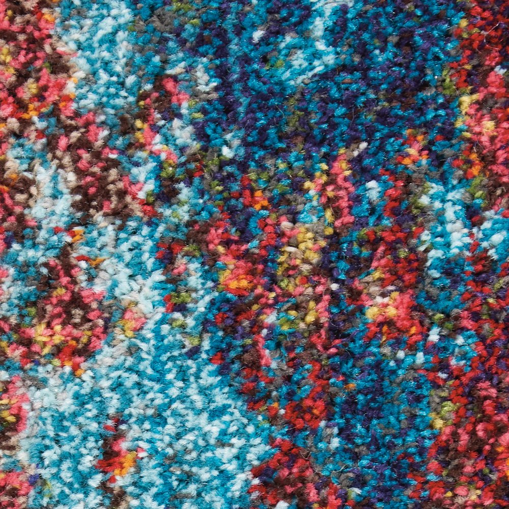 12' Blue And Orange Abstract Runner Rug