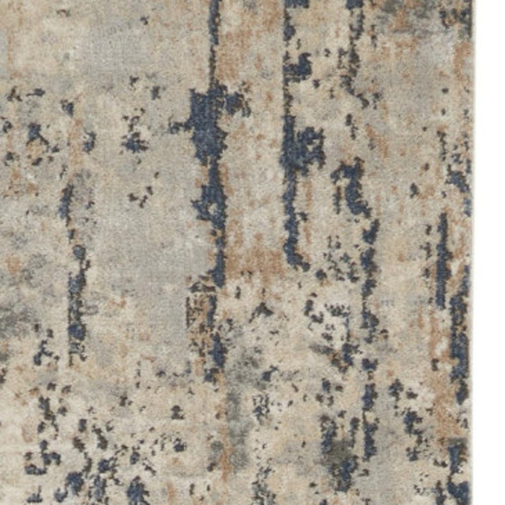 12' Beige And Gray Abstract Runner Rug