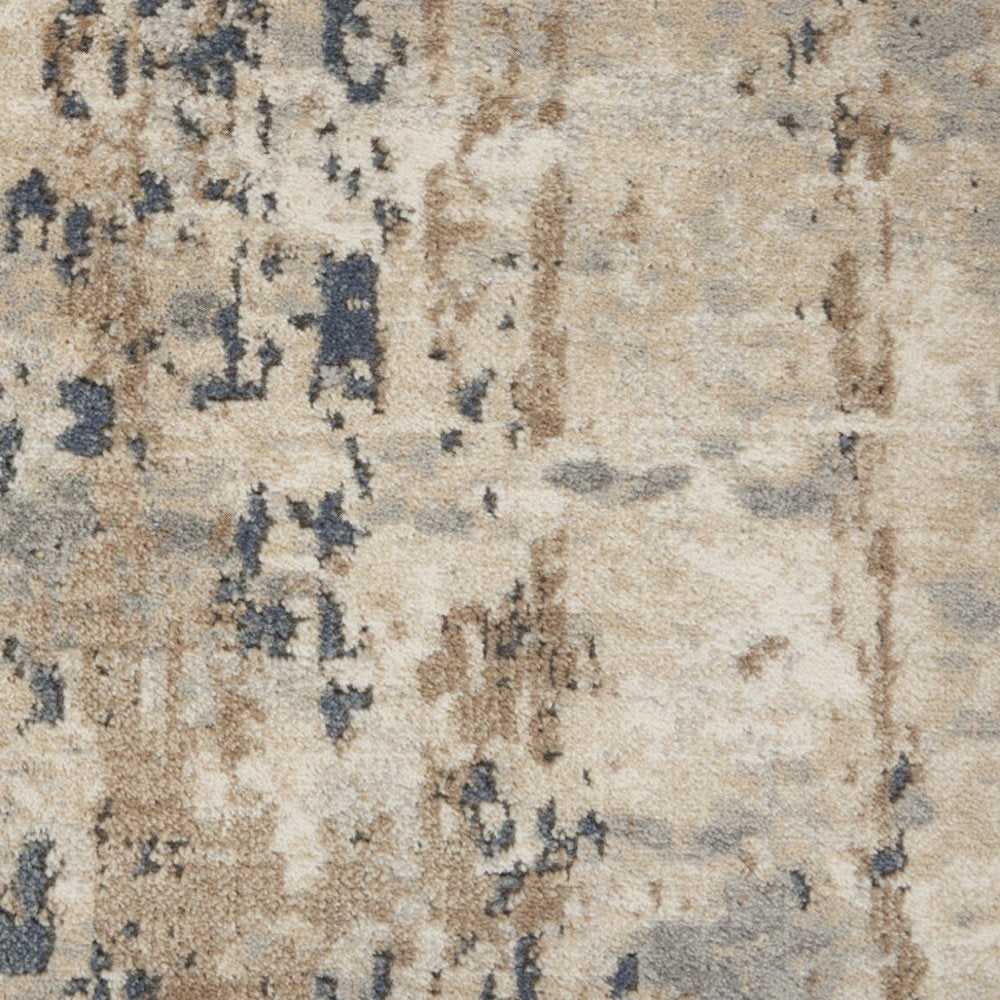 12' Beige And Gray Abstract Runner Rug