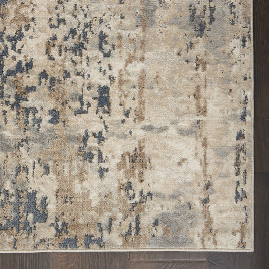 12' Beige And Gray Abstract Runner Rug