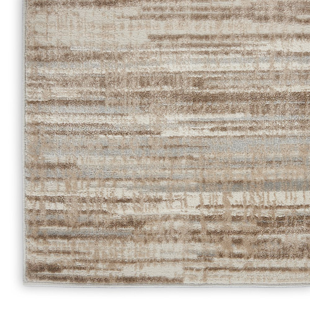 18' Brown Abstract Power Loom Runner Rug