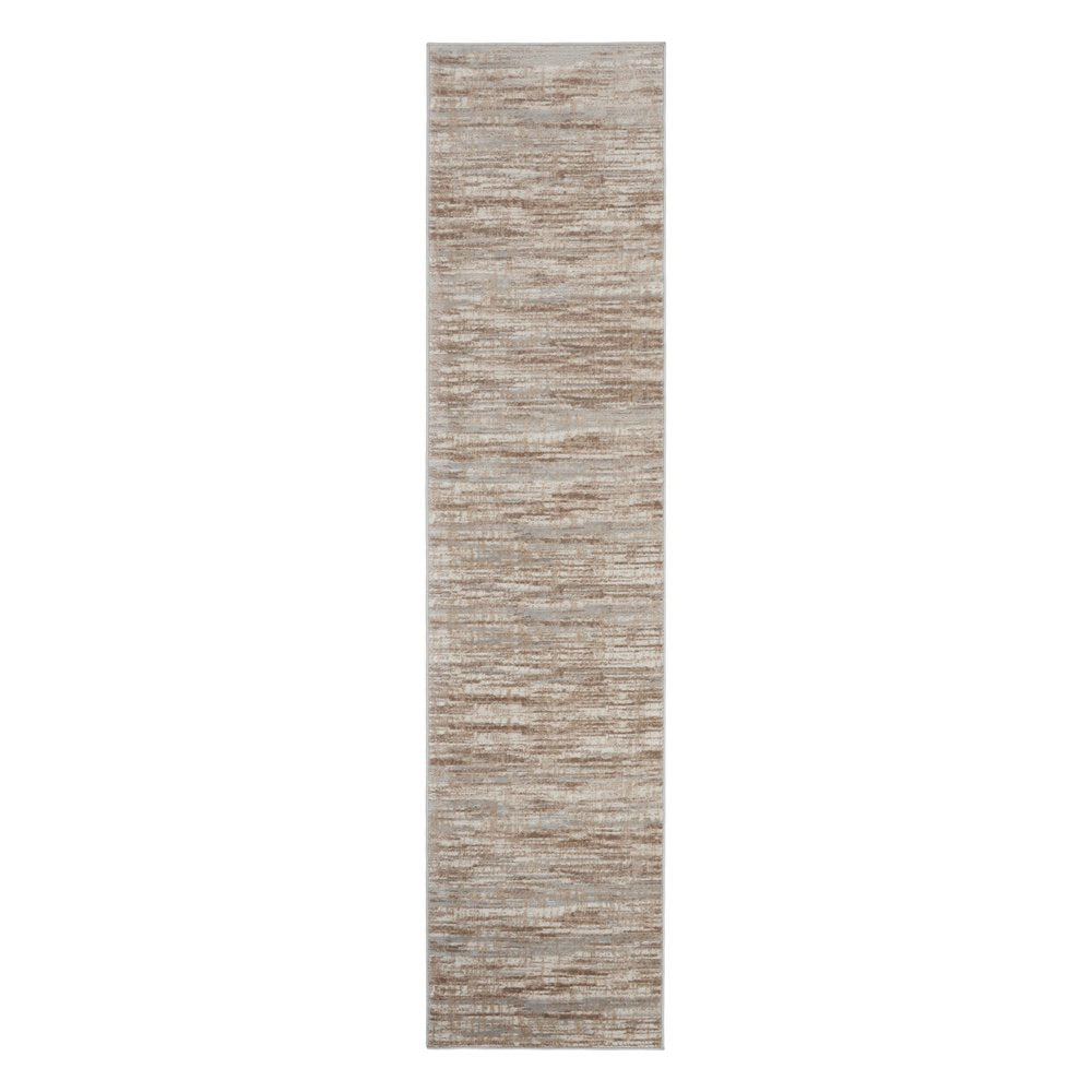 14' Brown And Ivory Abstract Runner Rug
