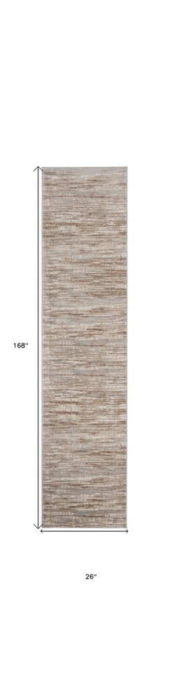 14' Brown And Ivory Abstract Runner Rug