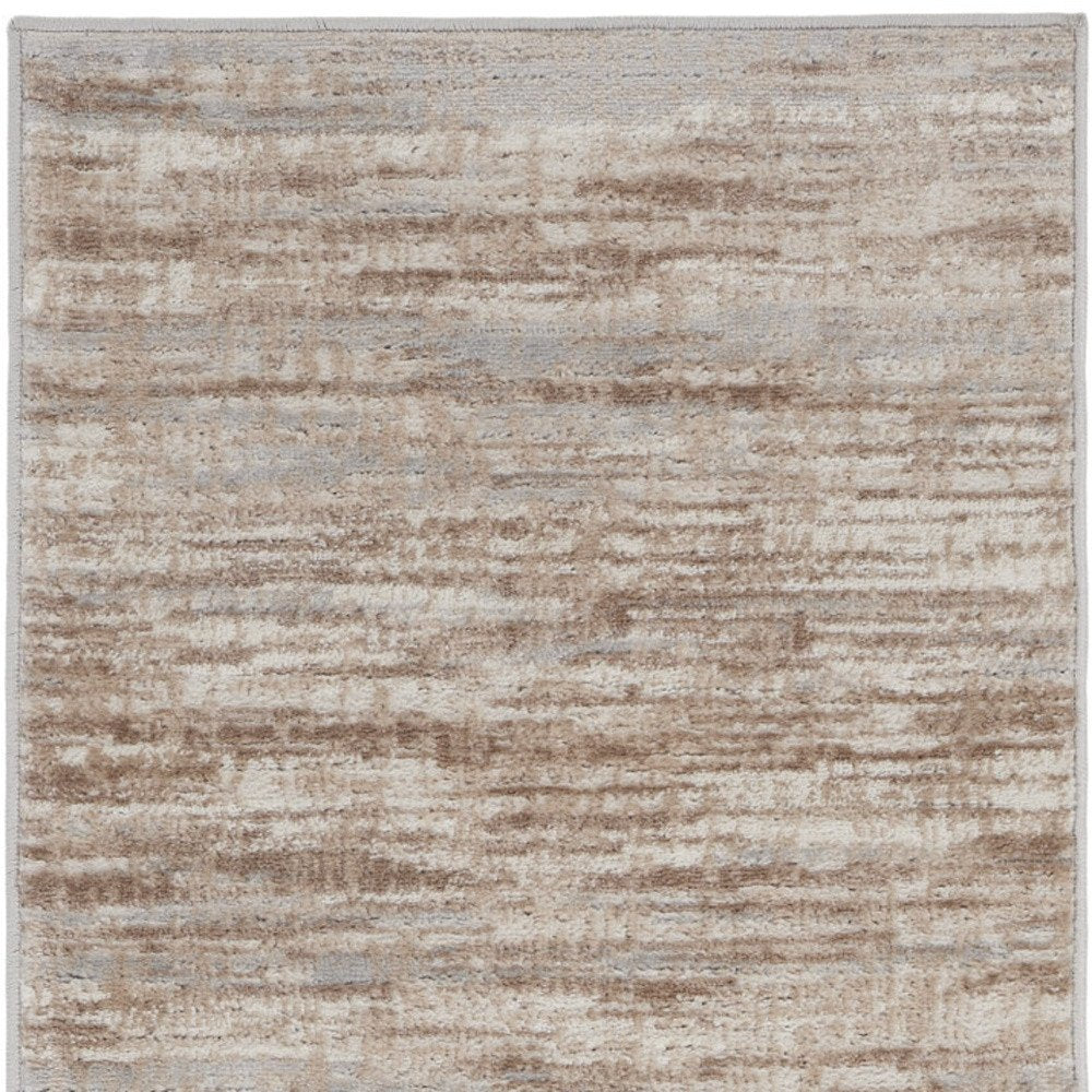 14' Brown And Ivory Abstract Runner Rug
