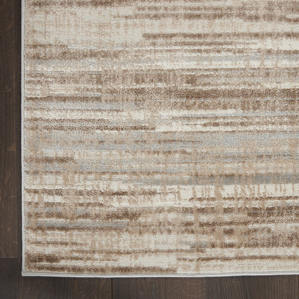 14' Brown And Ivory Abstract Runner Rug