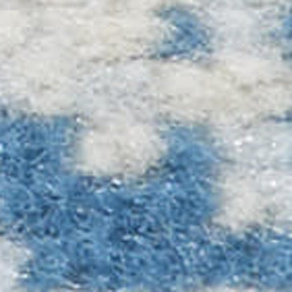 7' Blue Damask Power Loom Runner Rug