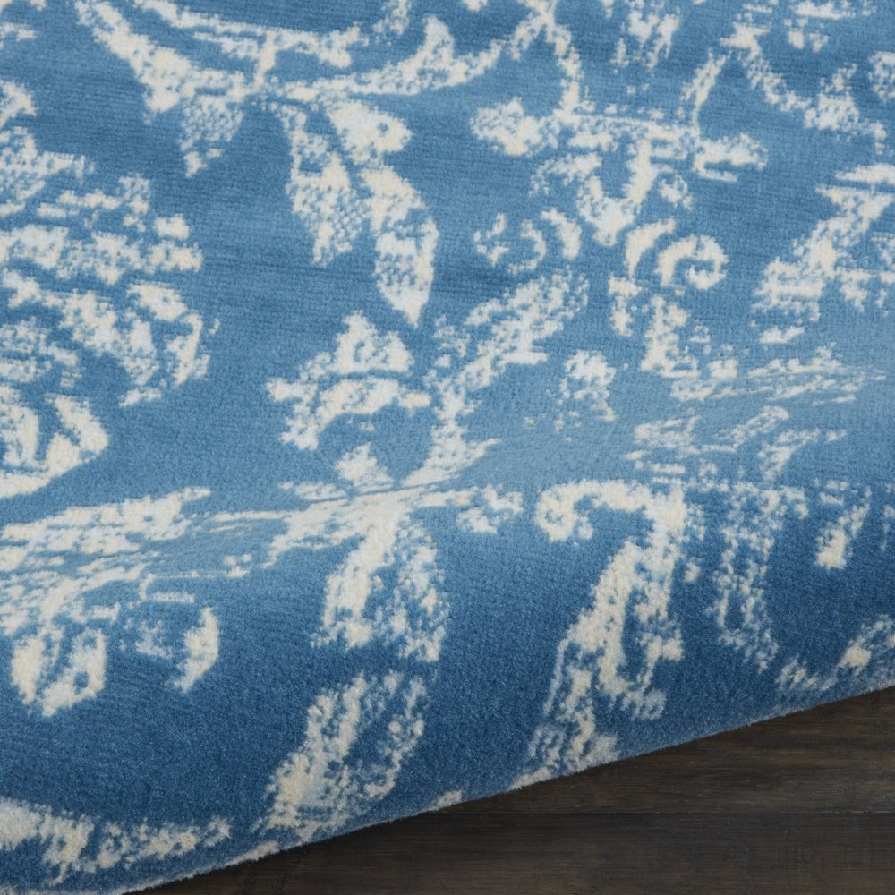 4' X 6' Blue Damask Power Loom Area Rug