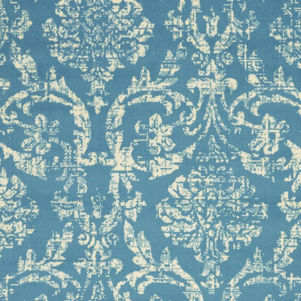 4' X 6' Blue Damask Power Loom Area Rug