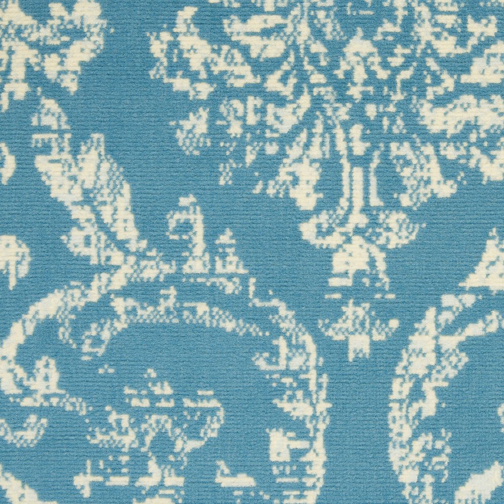 5' X 7' Blue Damask Power Loom Area Rug