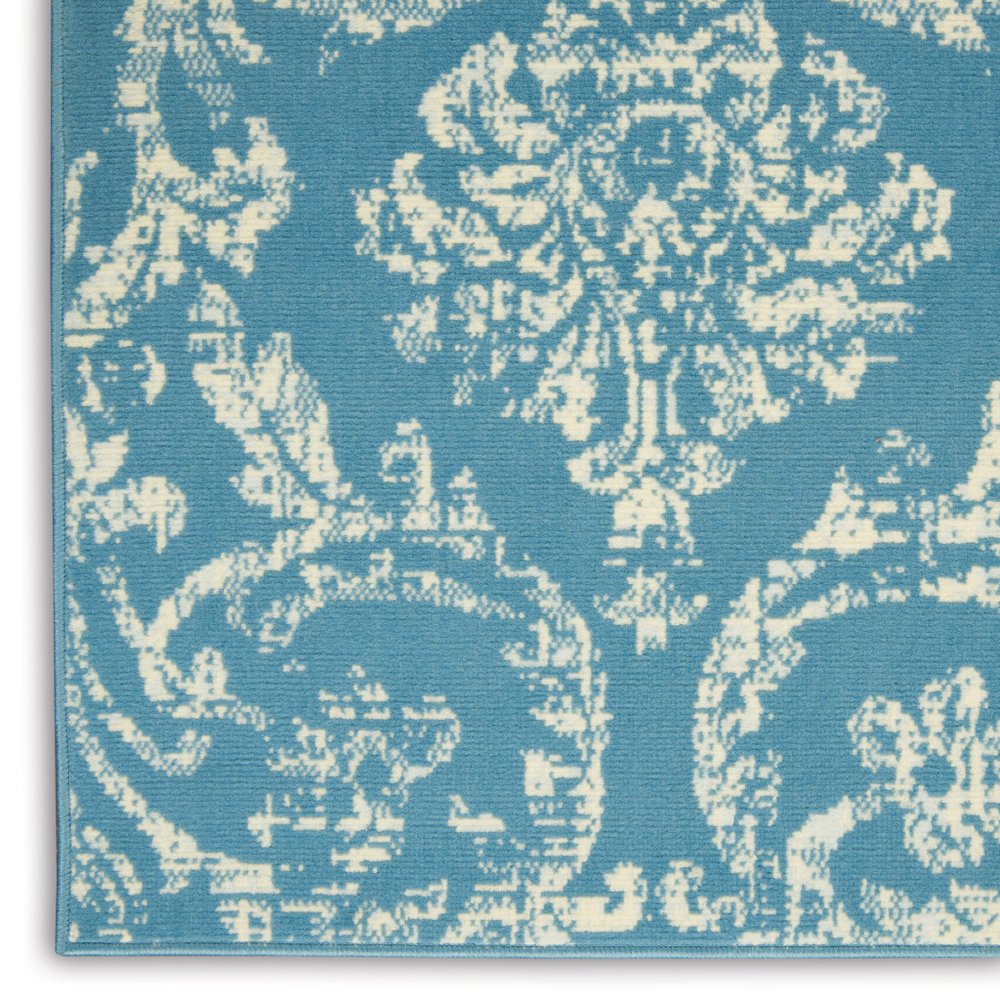 6' X 9' Blue Damask Power Loom Area Rug